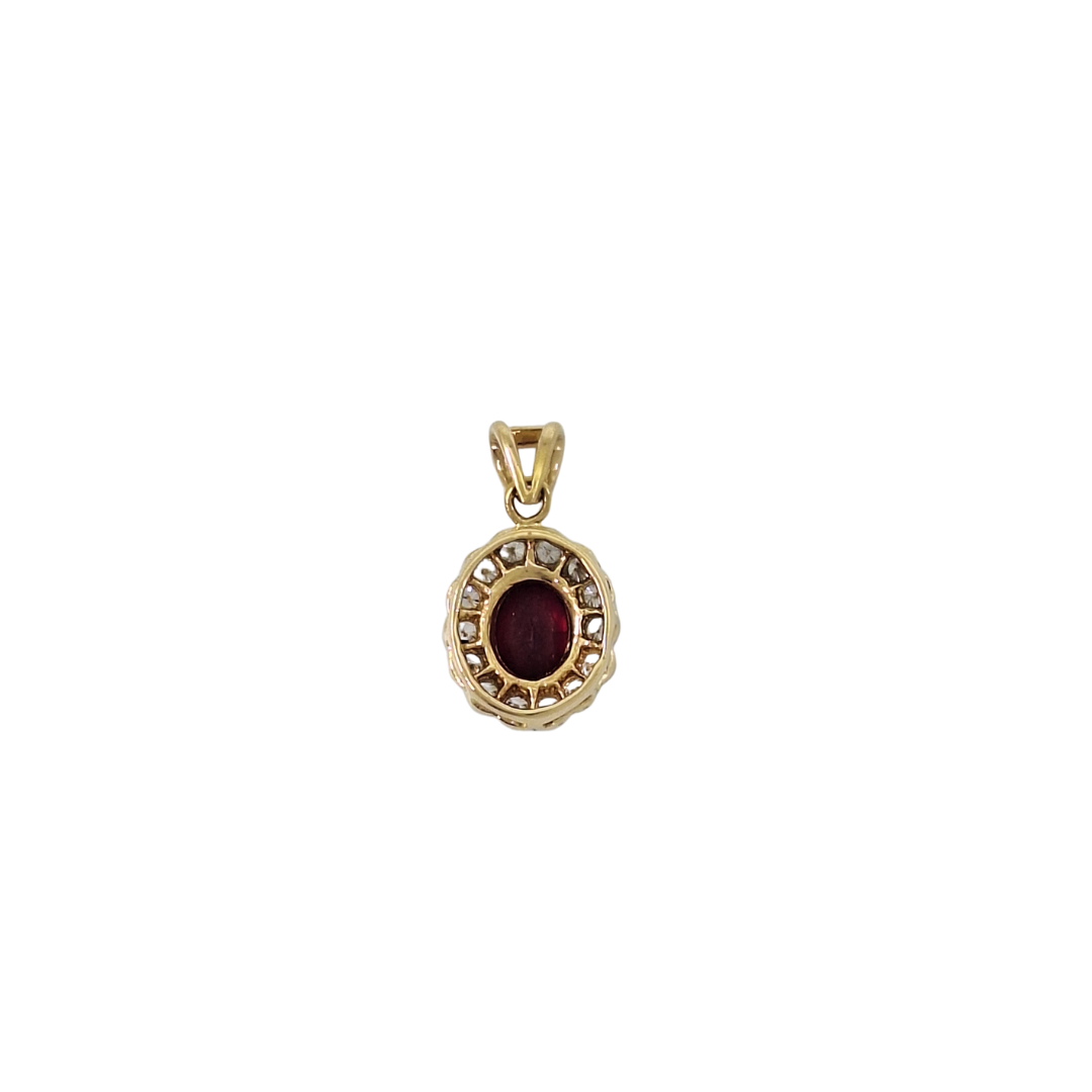 18ct Yellow Gold Ruby & Diamond Pendant
