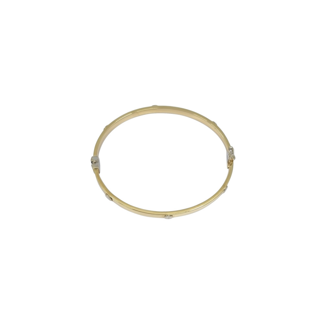 14ct Yellow & White Screw Style Hinged Bangle