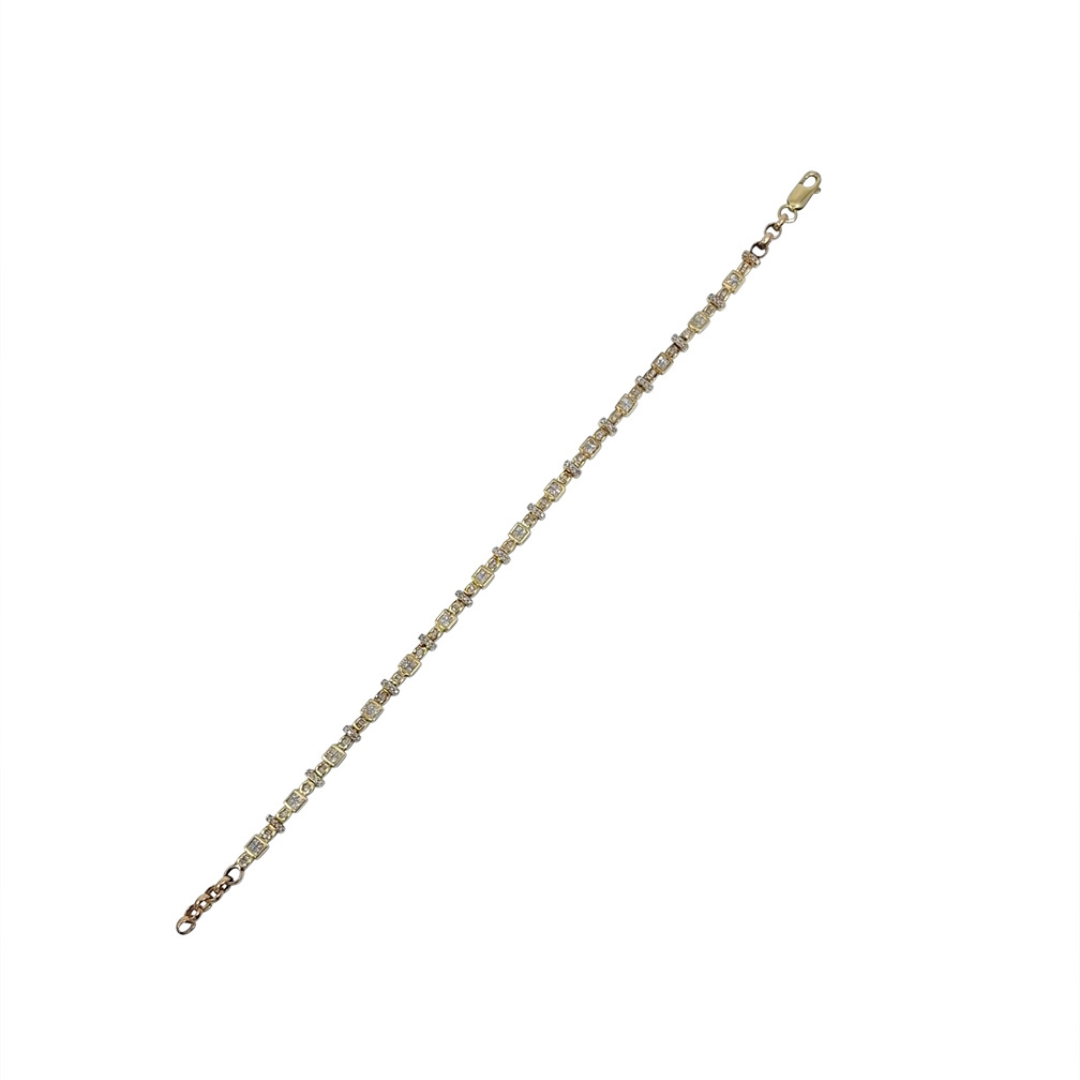 9ct Yellow Gold Fancy Diamond Bracelet 9"