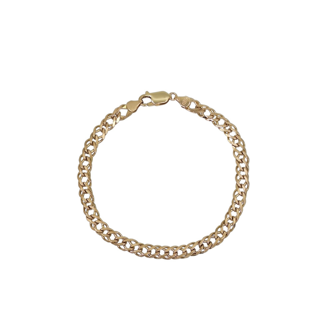 9ct Yellow Gold Double Curb Bracelet 8"