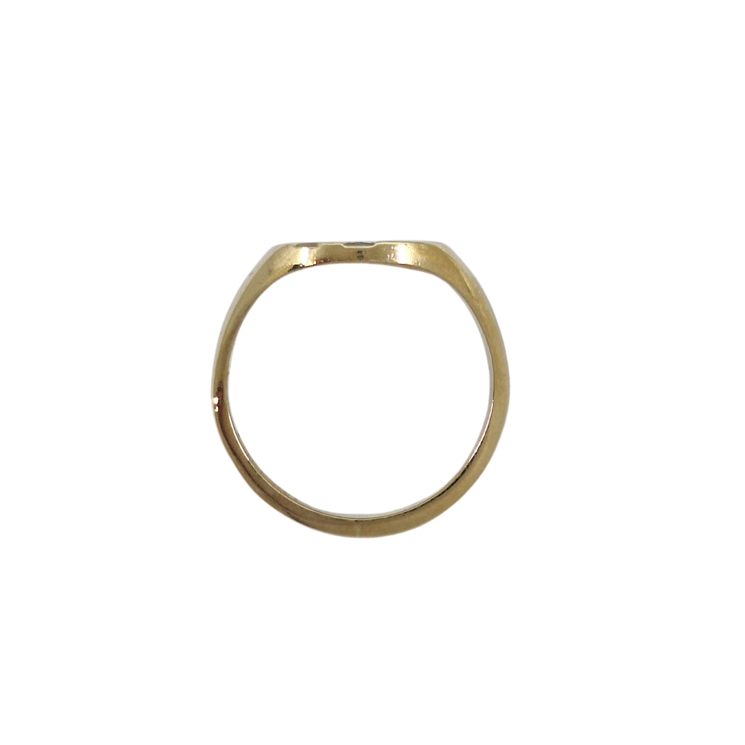 9ct Yellow Gold Part Engraved Signet Ring