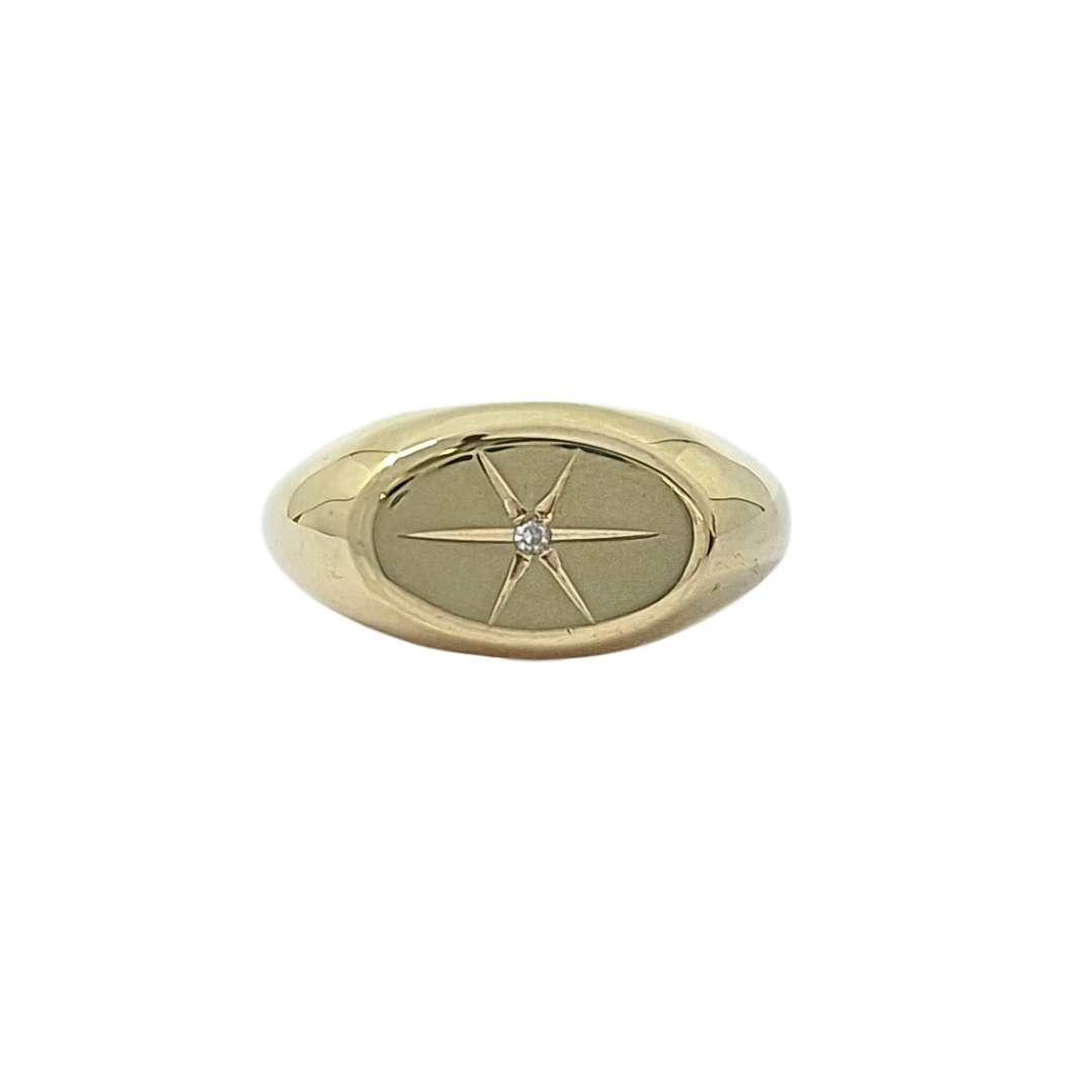 9ct Yellow Gold Diamond Set Signet Ring