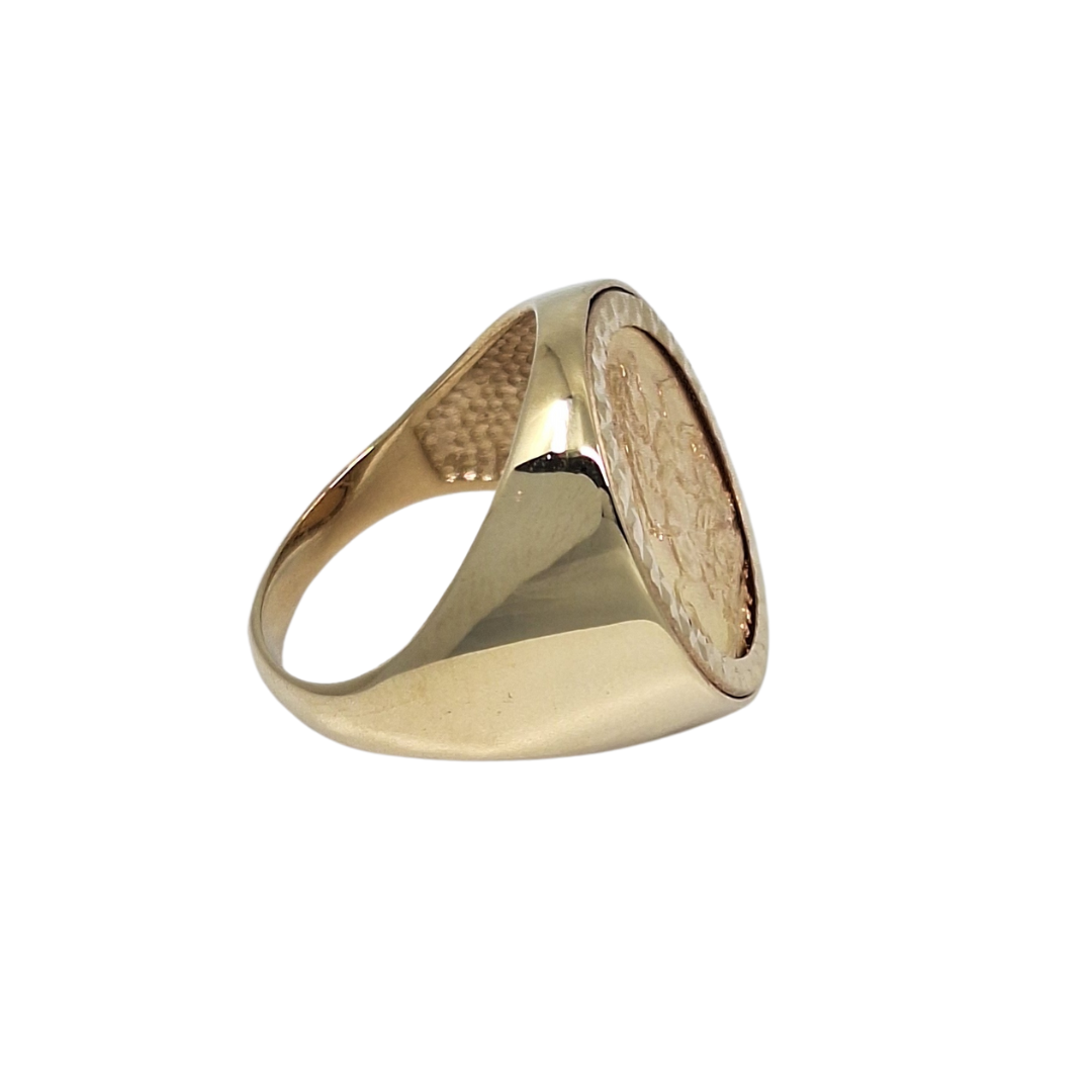 9ct /22ct Full Sovereign Coin Ring 1925