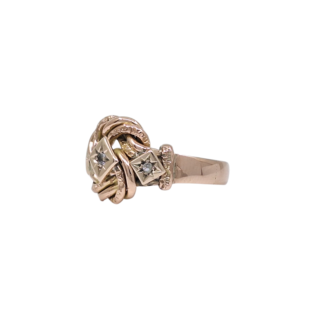 9ct Rose Gold Diamond Set Knot Ring