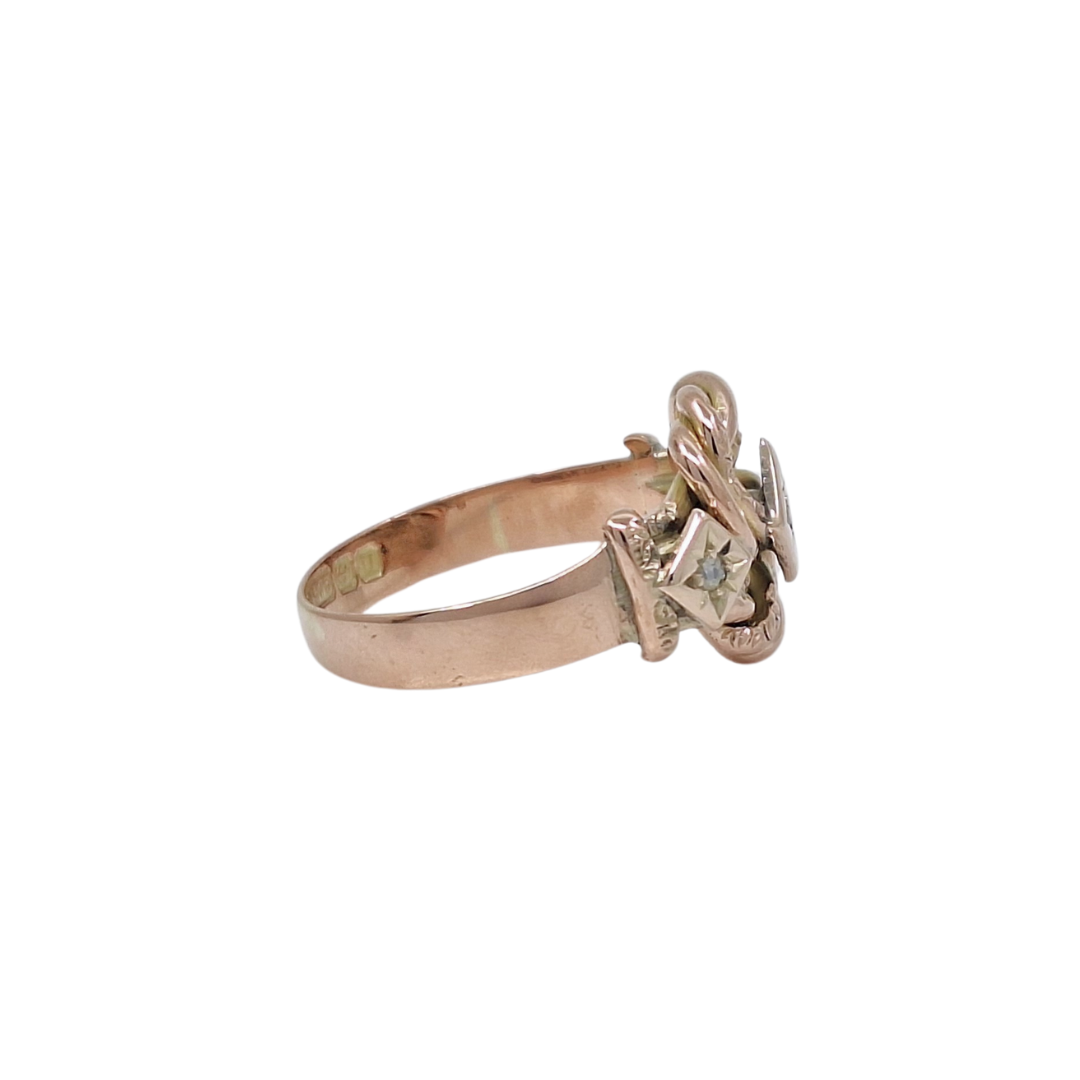 9ct Rose Gold Diamond Set Knot Ring
