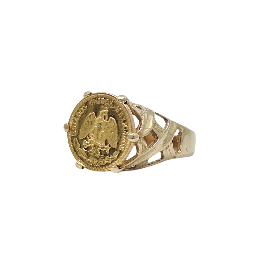 9ct Yellow Gold Peso Coin Ring 1945