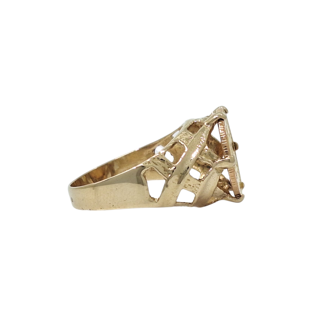 9ct Yellow Gold Peso Coin Ring 1945