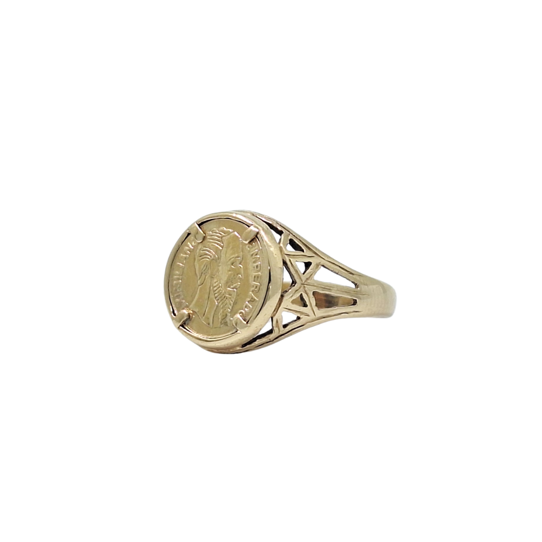 9ct Yellow Gold Mexican Coin Ring