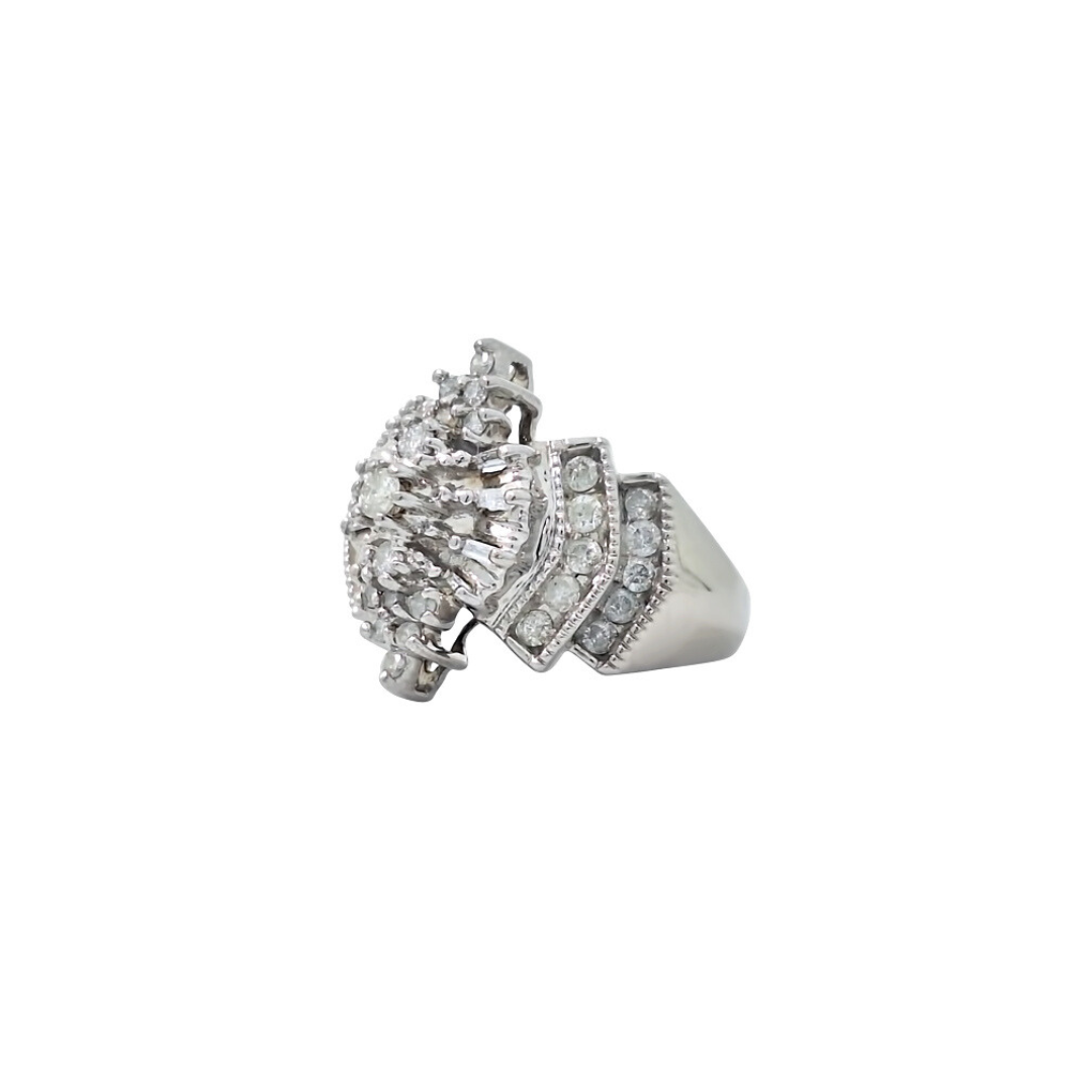 14ct White Gold Diamond Cluster Ring