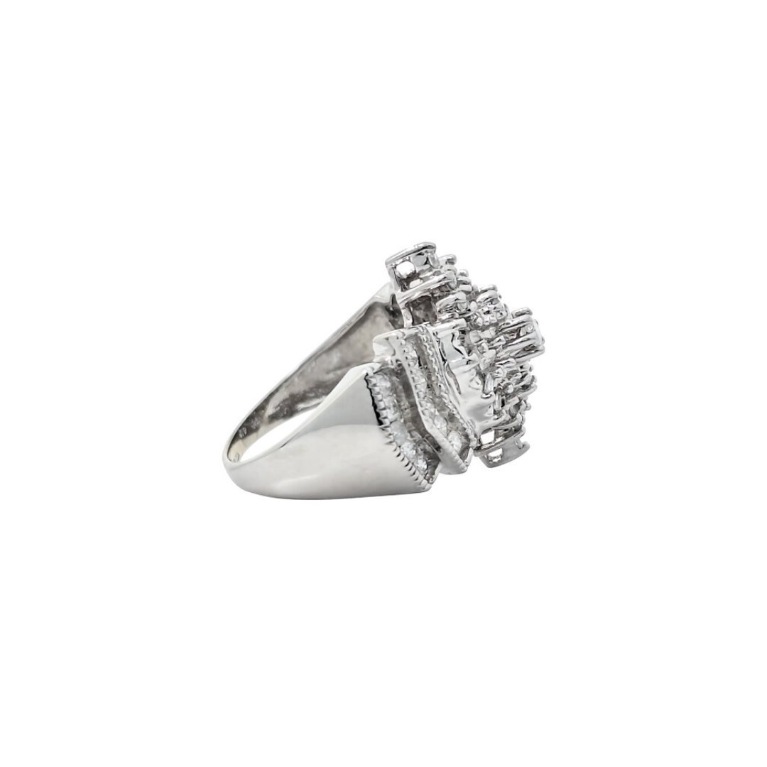 14ct White Gold Diamond Cluster Ring