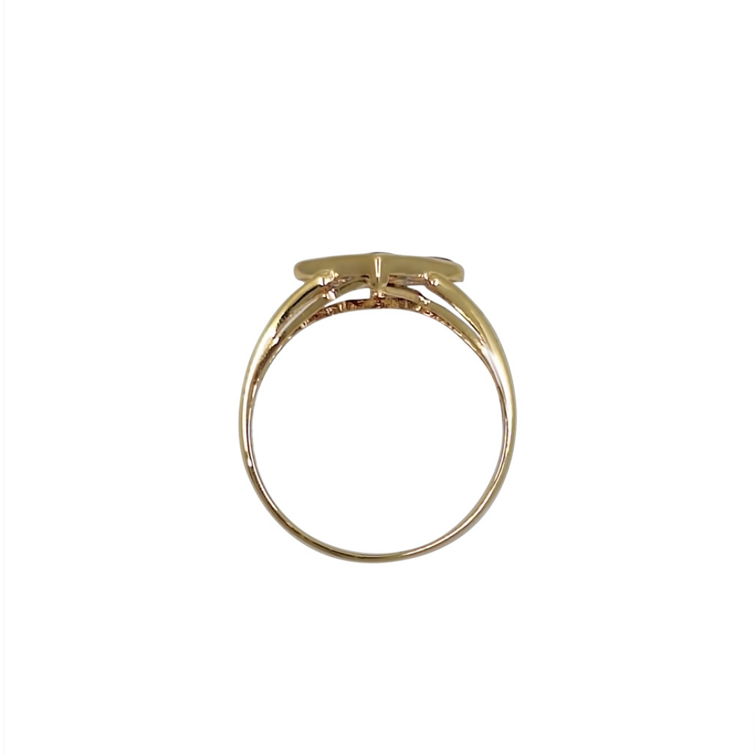 18ct Yellow Gold Synthetic Ruby & Diamond Ring