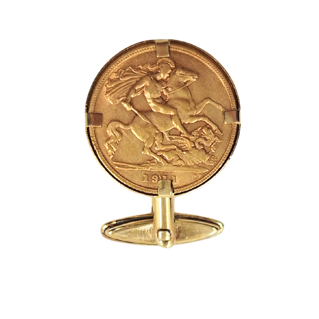 9ct/22ct Yellow Gold Half Sovereign Cufflinks 1911