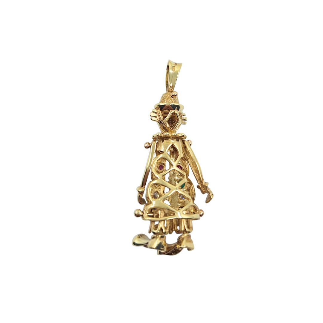 9ct Yellow Gold Cubic Zirconia Clown Pendant