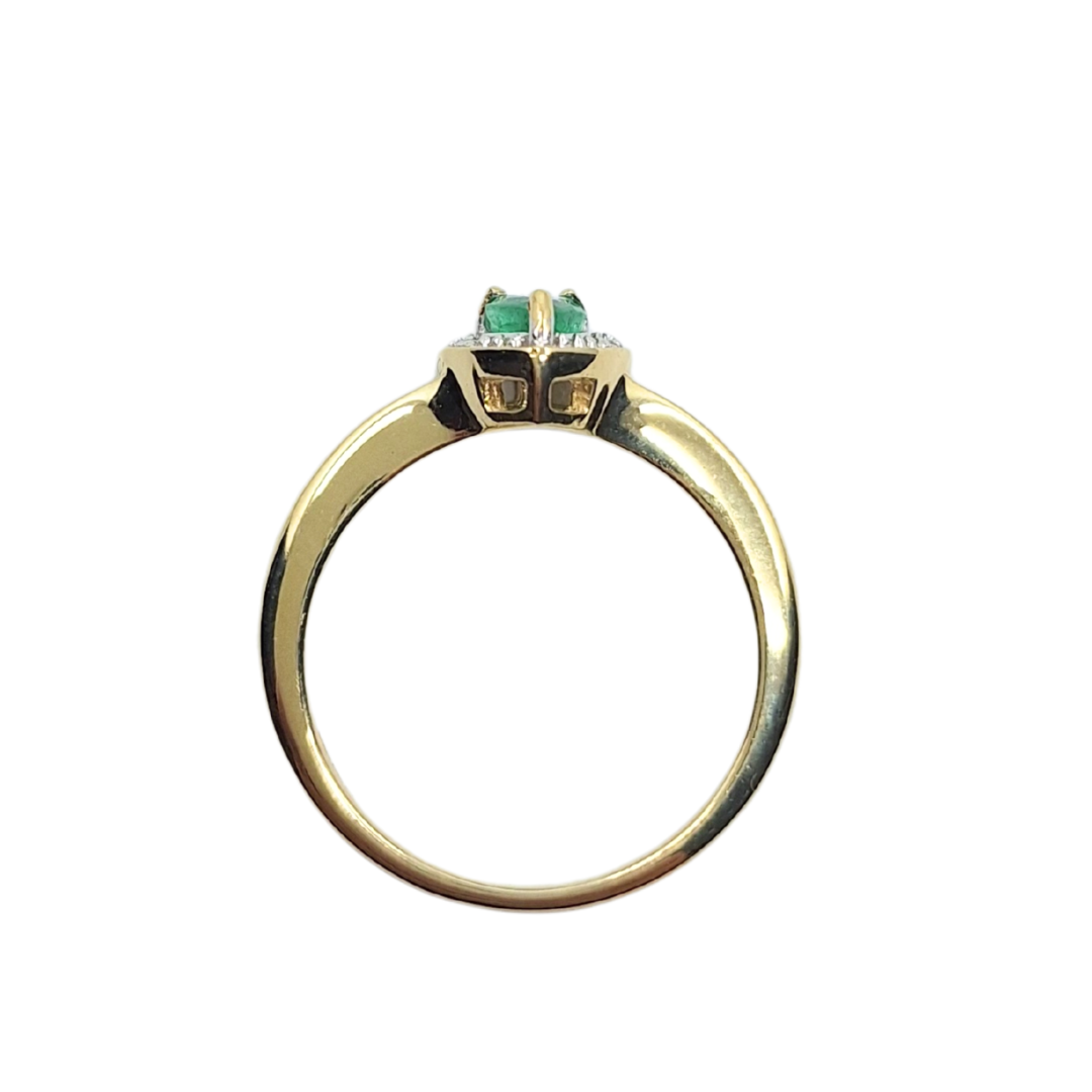 9ct Yellow Gold Emerald & Diamond Pear Cluster Ring