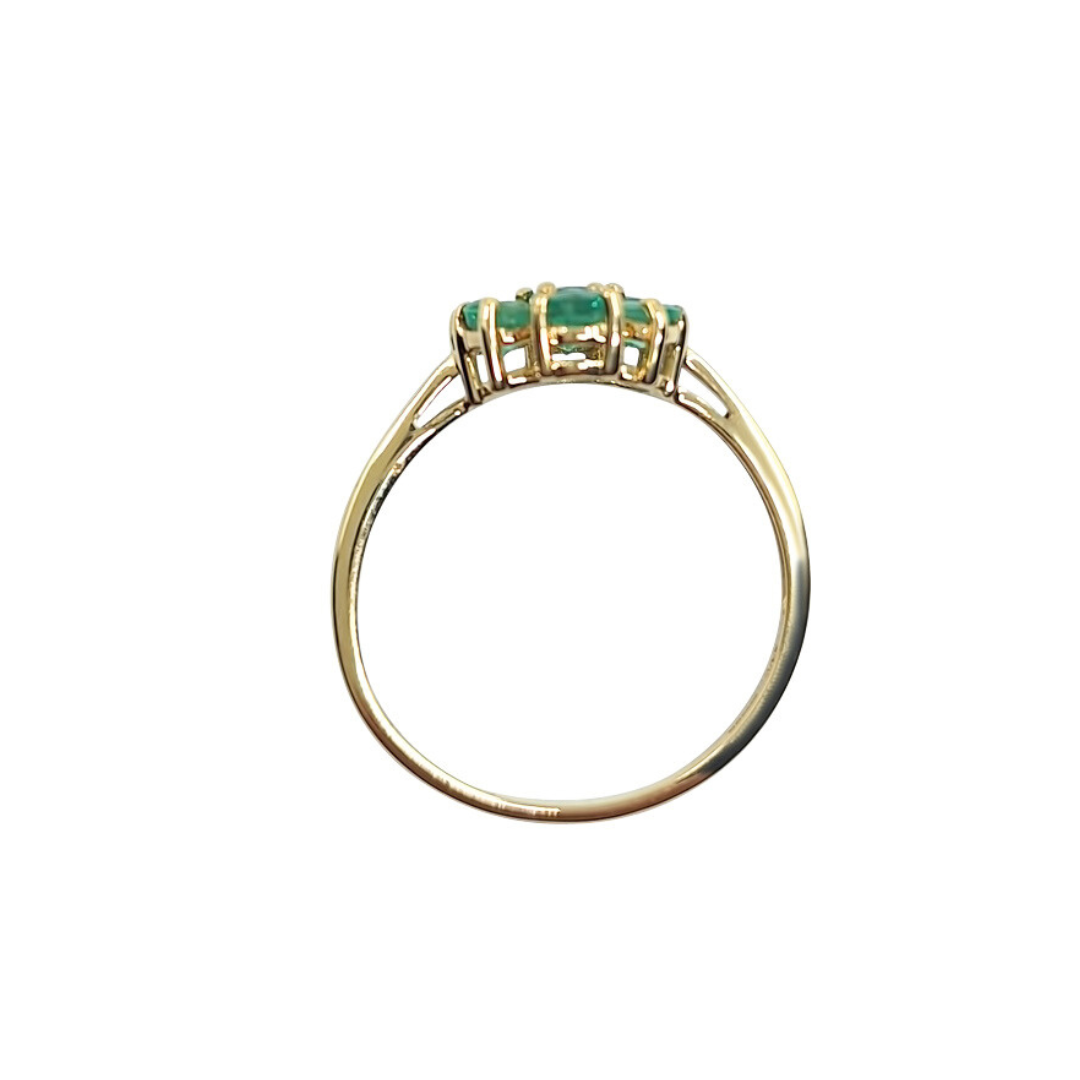 9ct Yellow Gold Emerald Cluster Ring