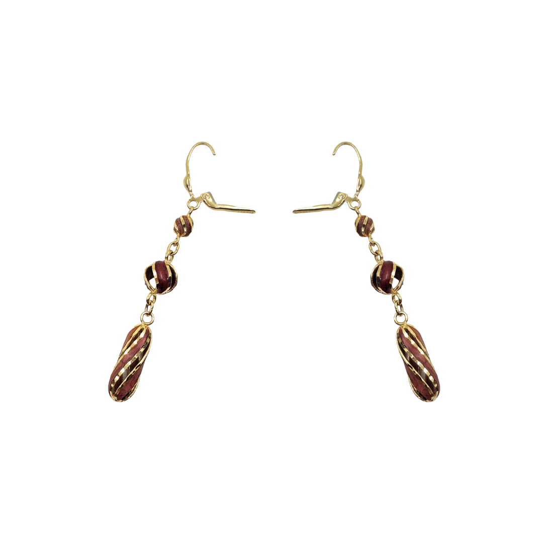 14ct Yellow Gold Enamel Drop Earrings