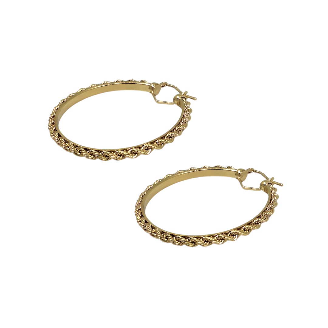 9ct Yellow Gold Rope Hoop Earrings