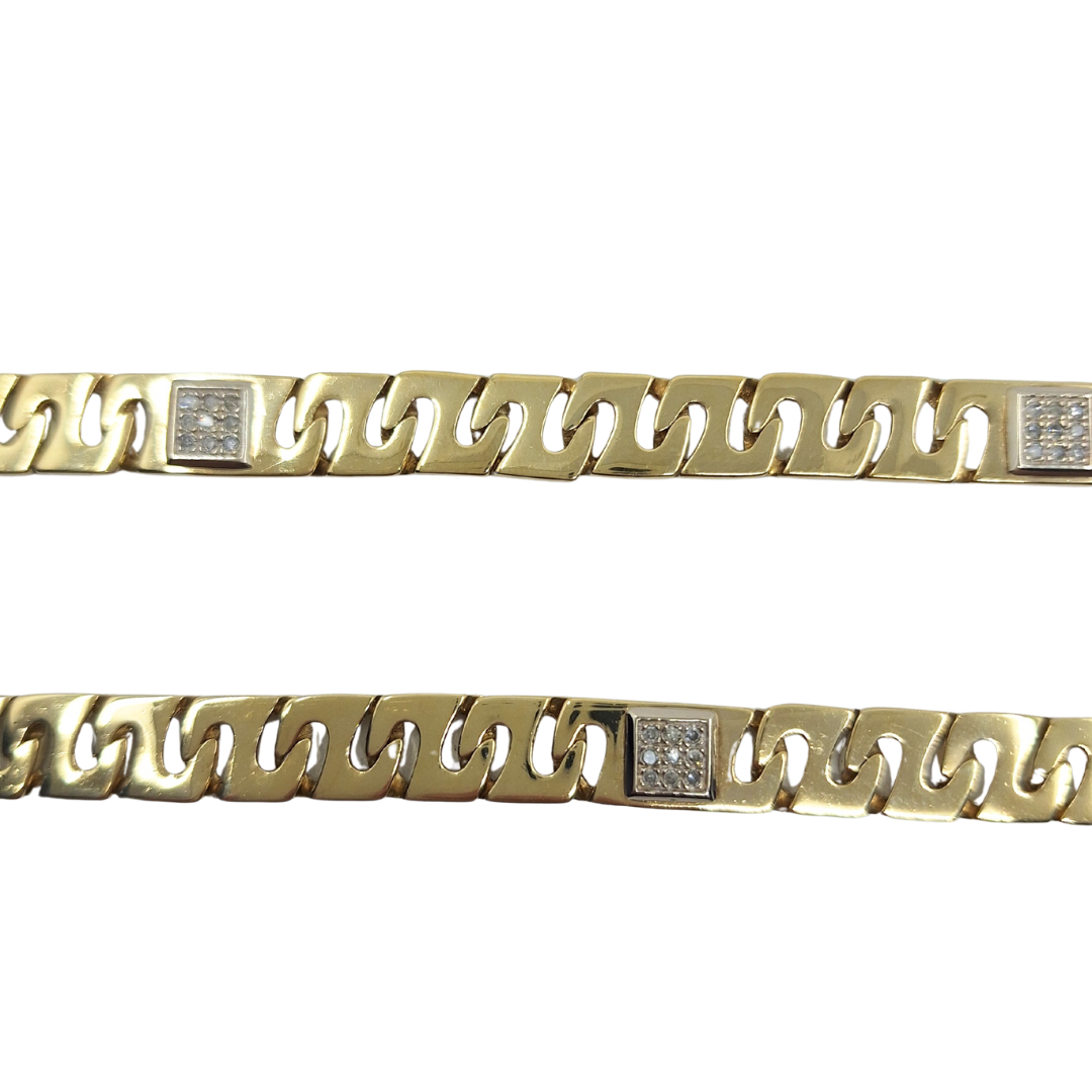 9ct Yellow Gold Cubic Zirconia Set Cast Chain 20"