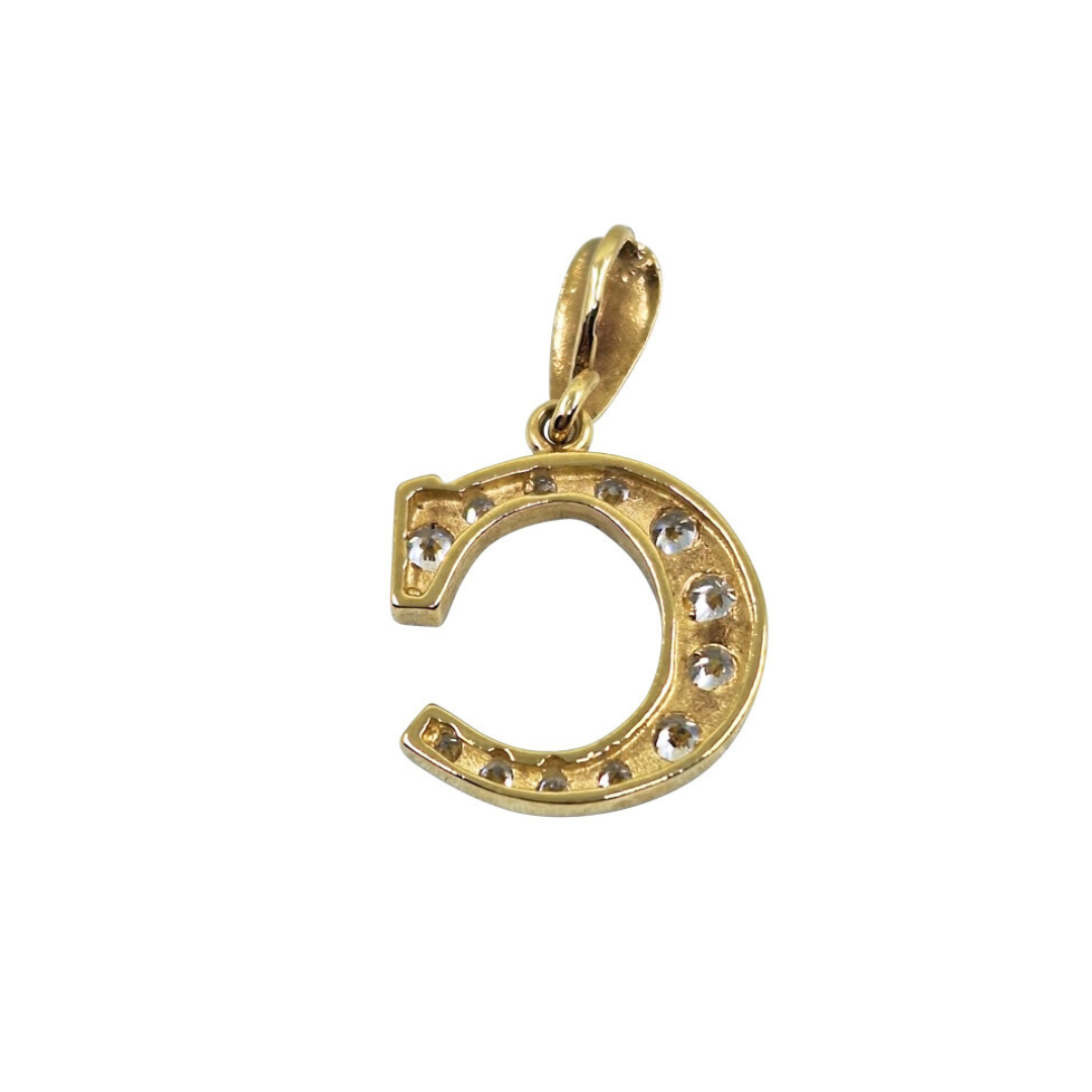 9ct Yellow Gold Cubic Zirconia C Initial Pendant