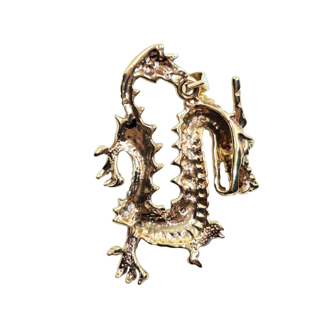 9ct Yellow Gold Cubic Zirconia Dragon Pendant