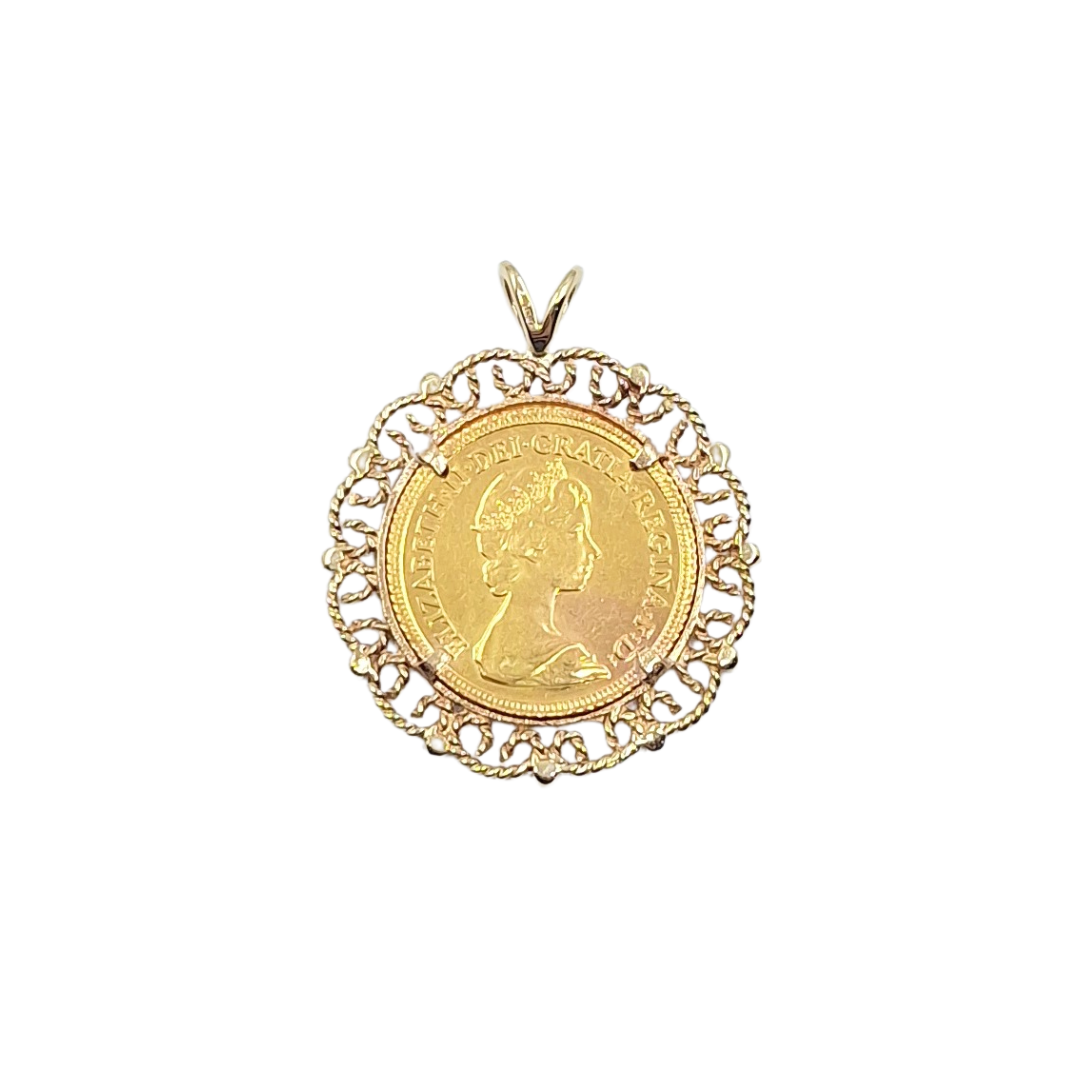 9ct/22ct Yellow Gold Half Sovereign Pendant 1982