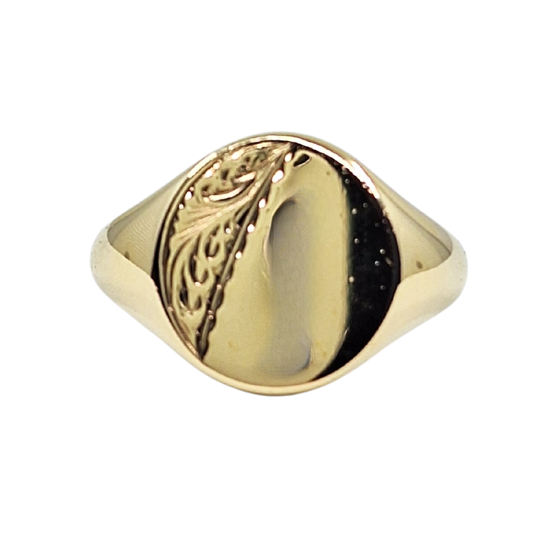 9ct Yellow Gold Engraved Signet Ring