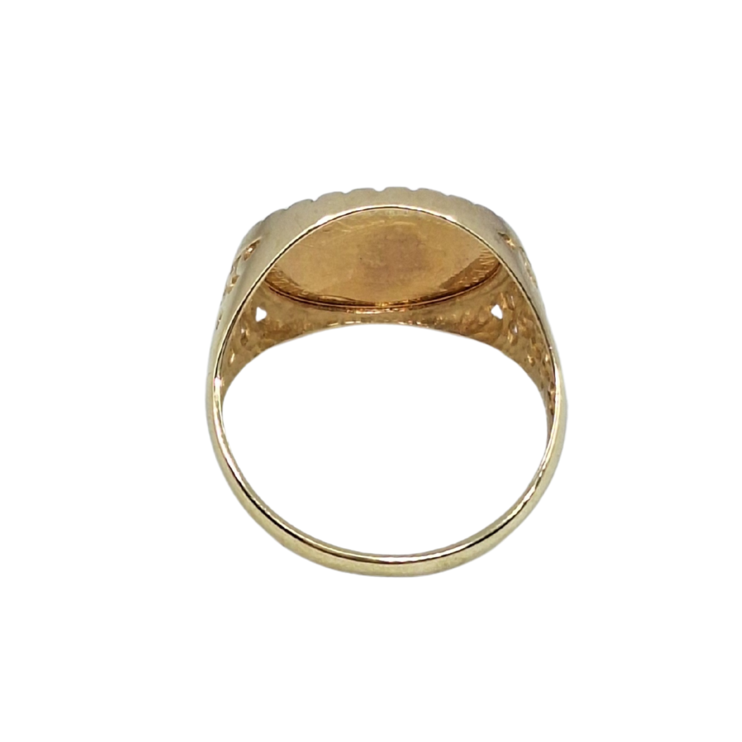 9ct/Fine Yellow Gold Angel Coin Ring 1990