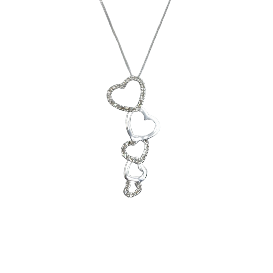 9ct White Gold Diamond Heart Pendant & Chain 0.13ct