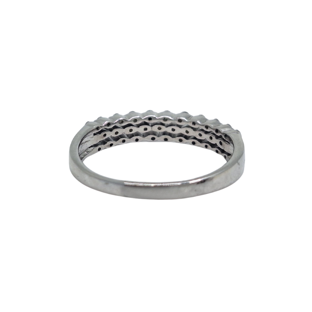 18ct White Gold Three Row Diamond Band Ring 0.29ct