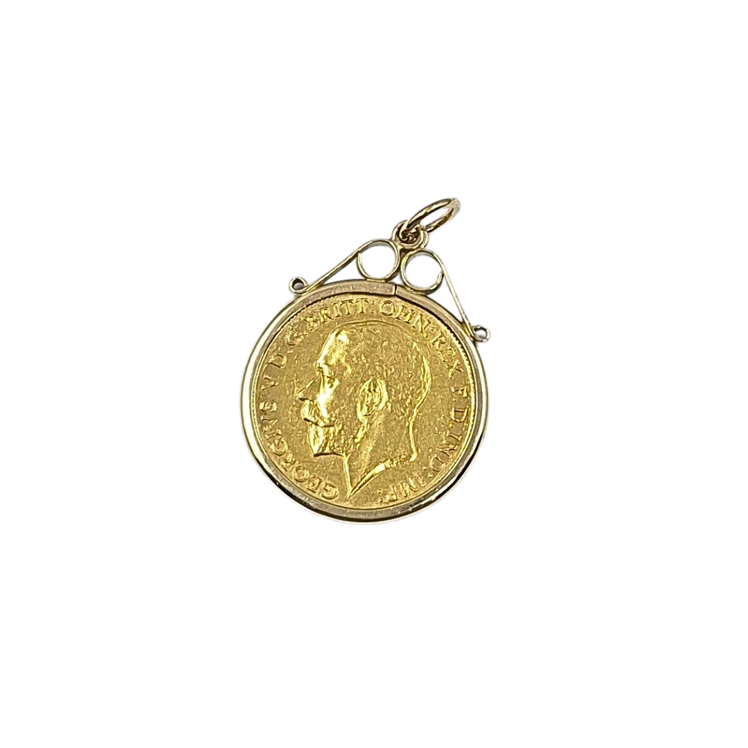 9ct/22ct Yellow Gold Half Sovereign Pendant 1911