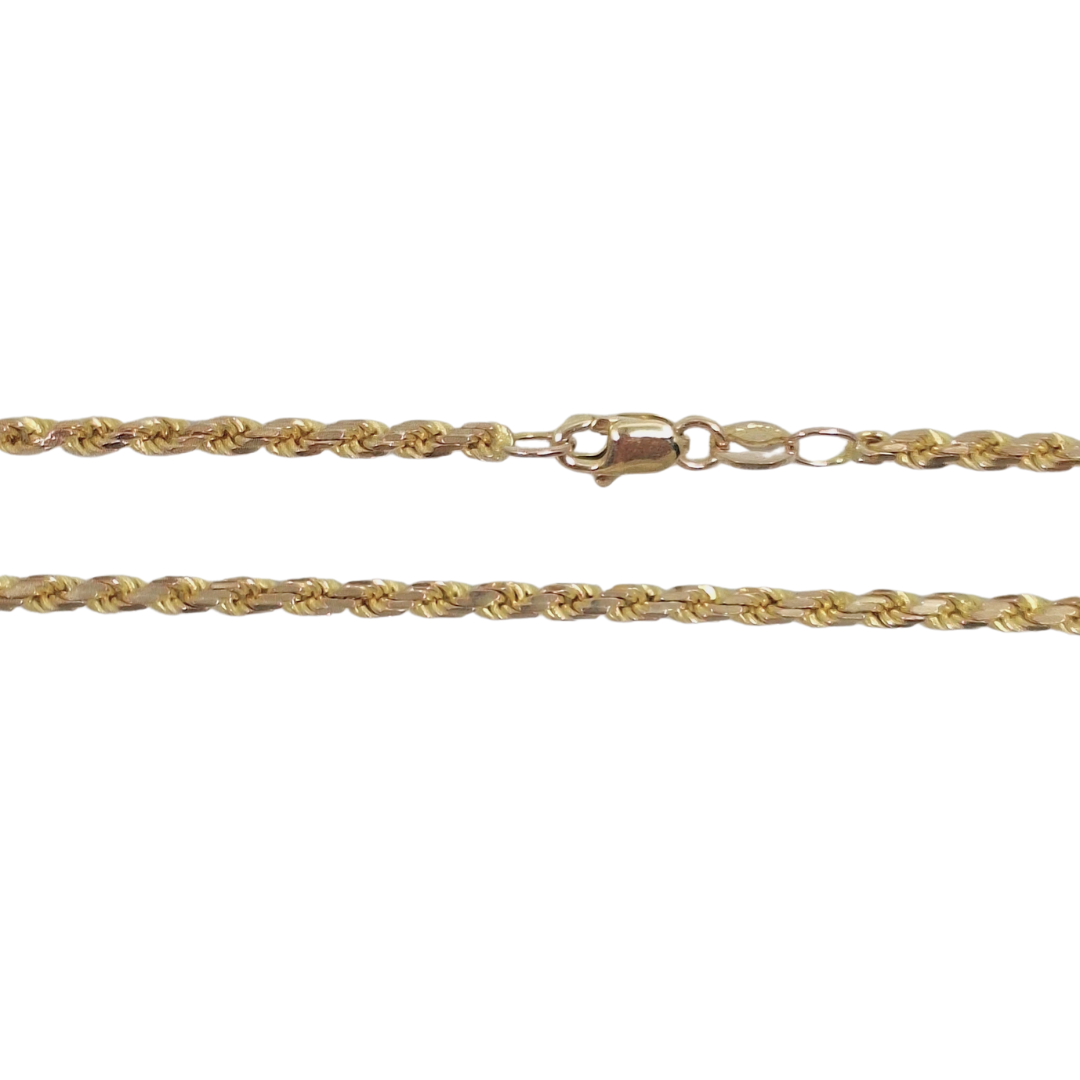 9ct Yellow Gold Solid Rope Chain 20"