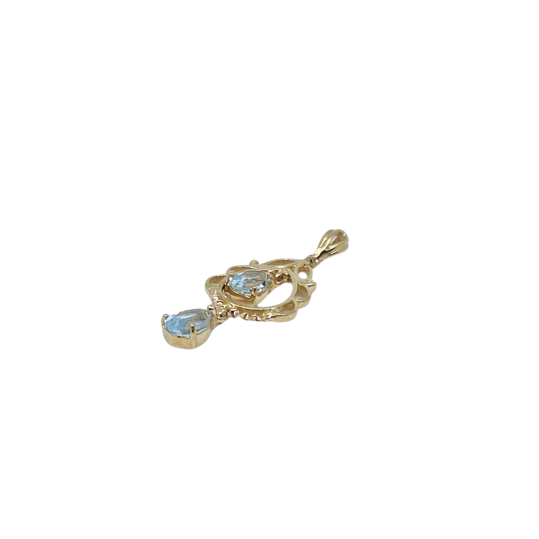 9ct Yellow Gold Aquamarine Tear Drop Pendant