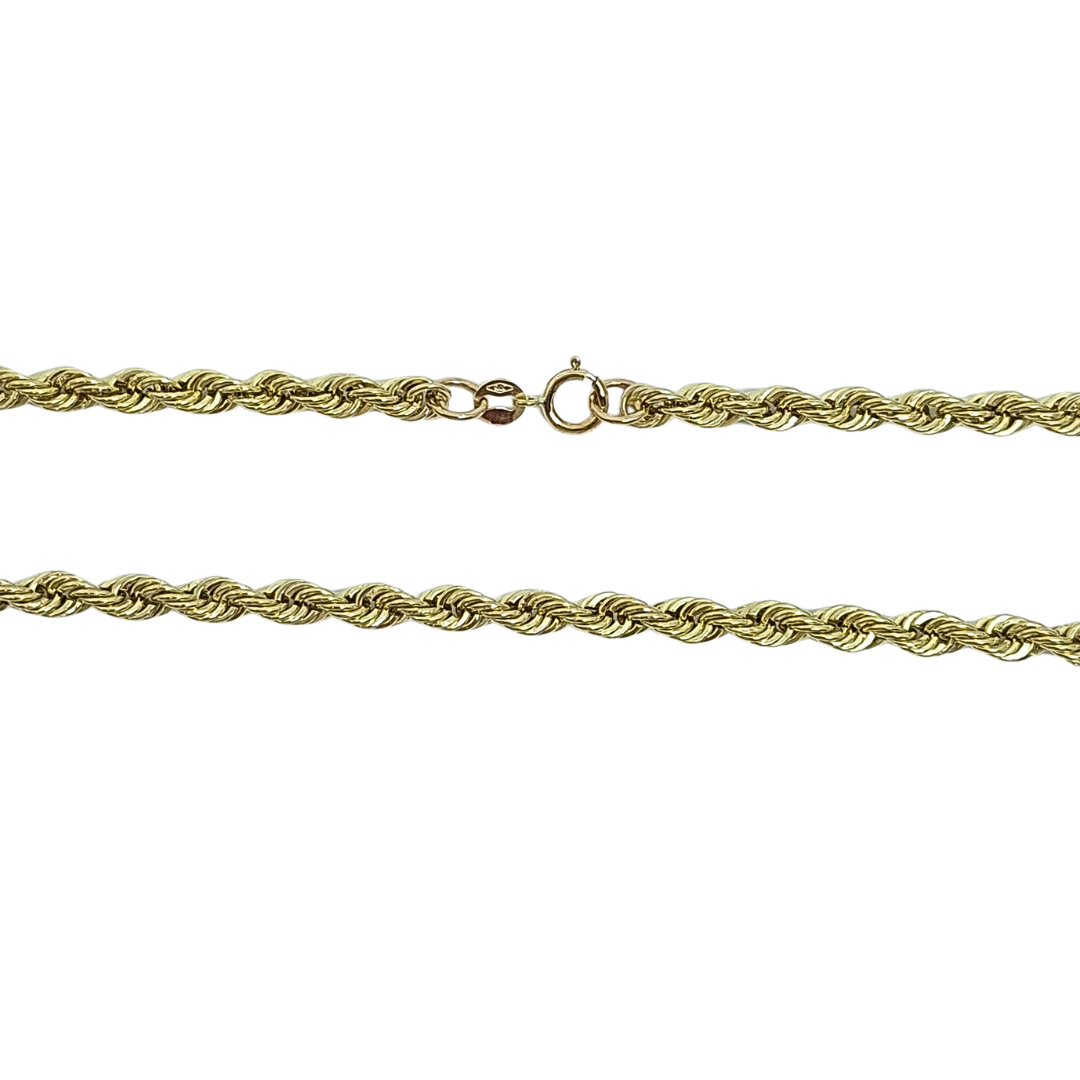 9ct Yellow Gold Hollow Rope Chain 20"