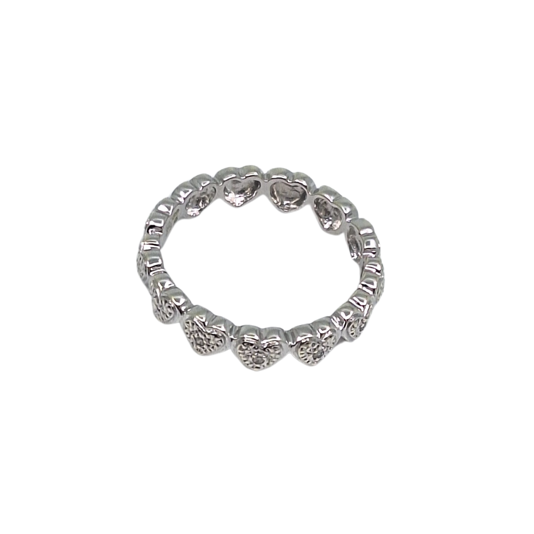 9ct White Gold Hearts Ring