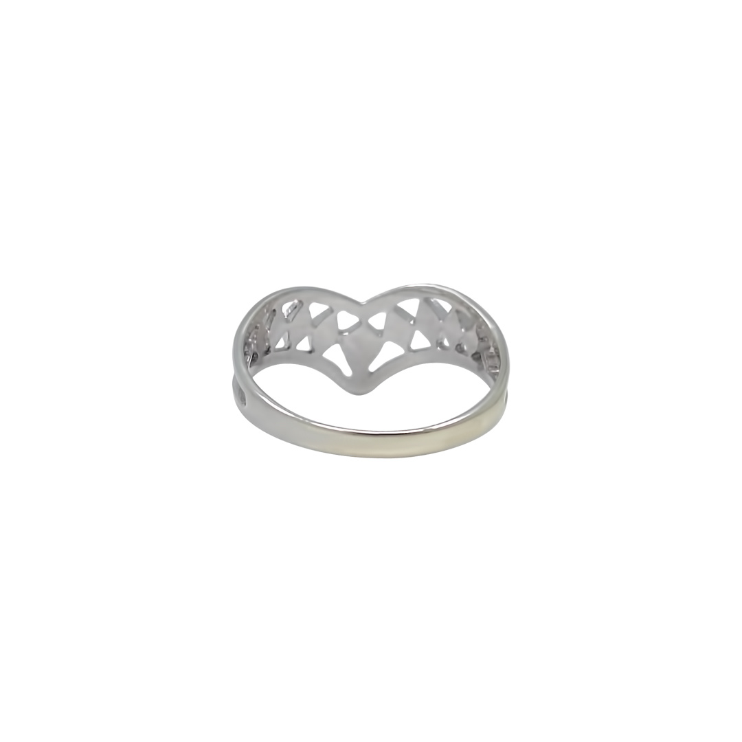 9ct White Gold Wishbone Ring
