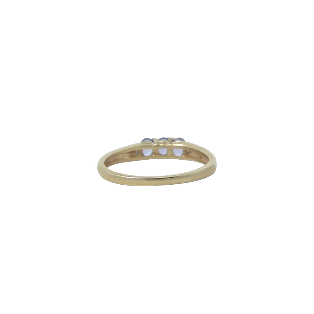 9ct Yellow Gold Three Stone Tanzanite Ring