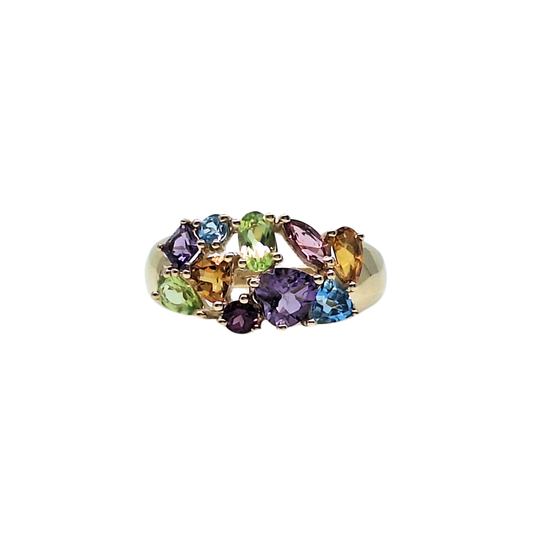 9ct Yellow Gold Multi Gemstone Ring