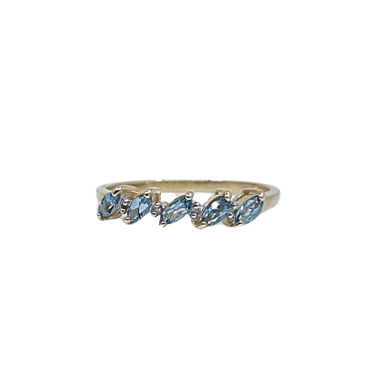 9ct Yellow Gold Aquamarine Five Stone Ring