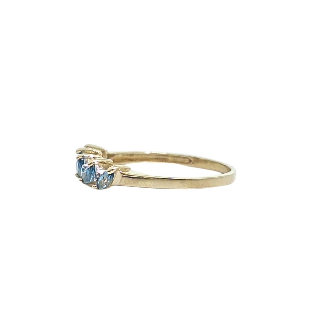 9ct Yellow Gold Aquamarine Five Stone Ring