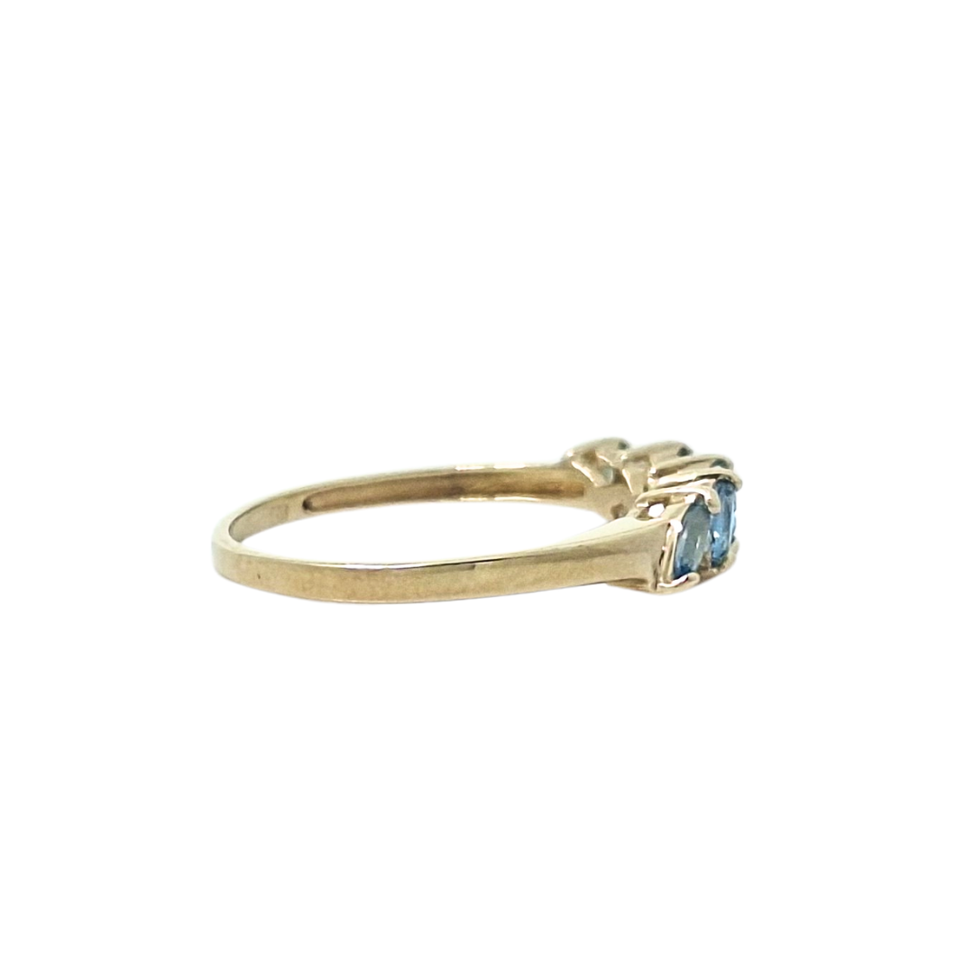 9ct Yellow Gold Aquamarine Five Stone Ring