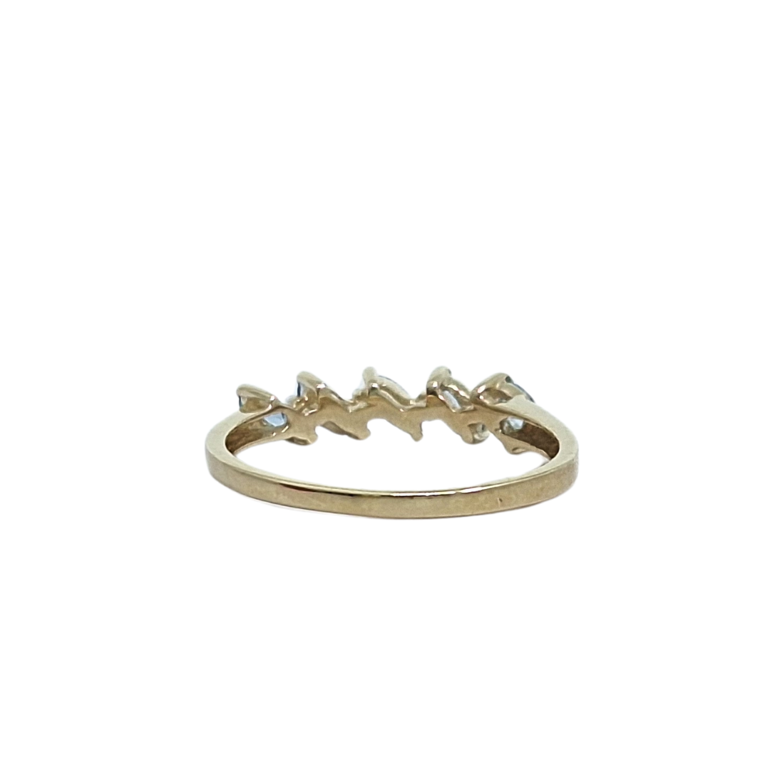 9ct Yellow Gold Aquamarine Five Stone Ring