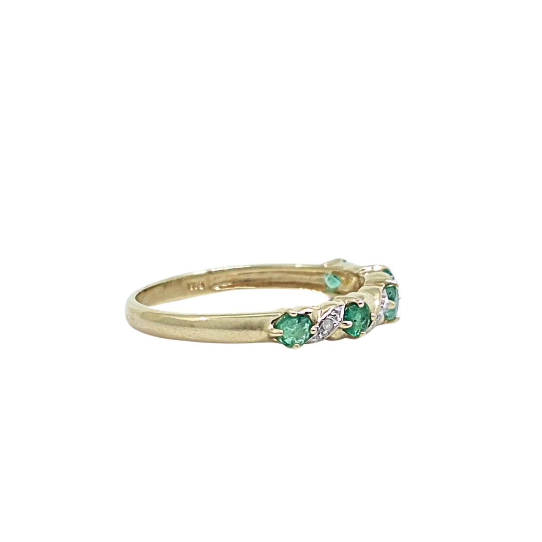 9ct Yellow Gold Emerald & Diamond Eternity Ring