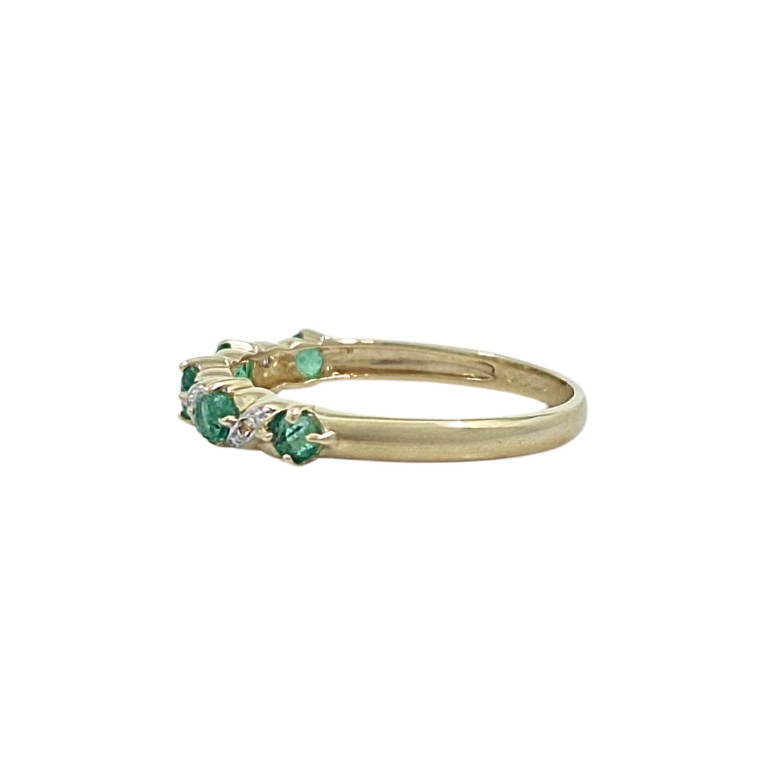 9ct Yellow Gold Emerald & Diamond Eternity Ring