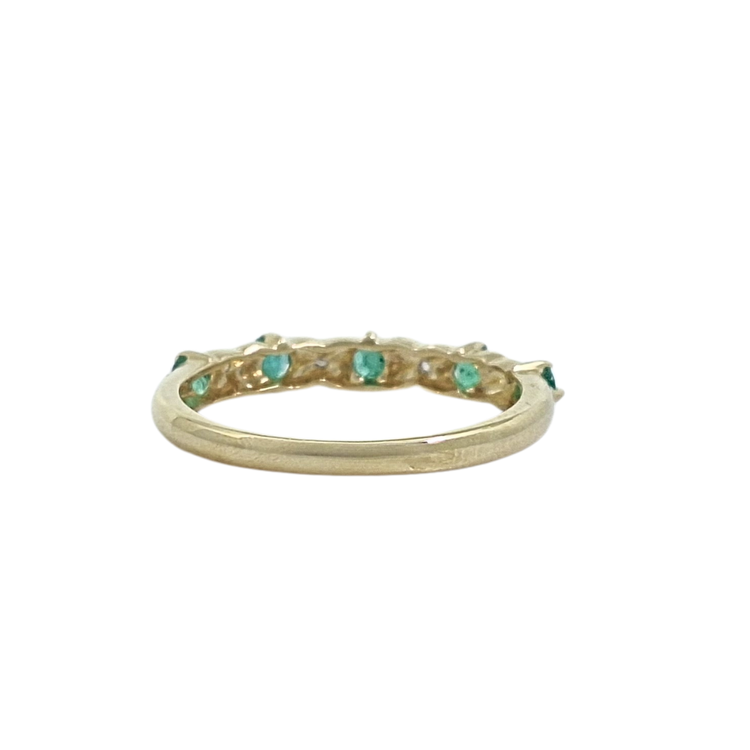 9ct Yellow Gold Emerald & Diamond Eternity Ring