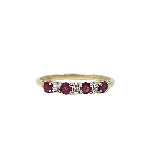9ct Yellow Gold Ruby & Diamond Eternity Ring
