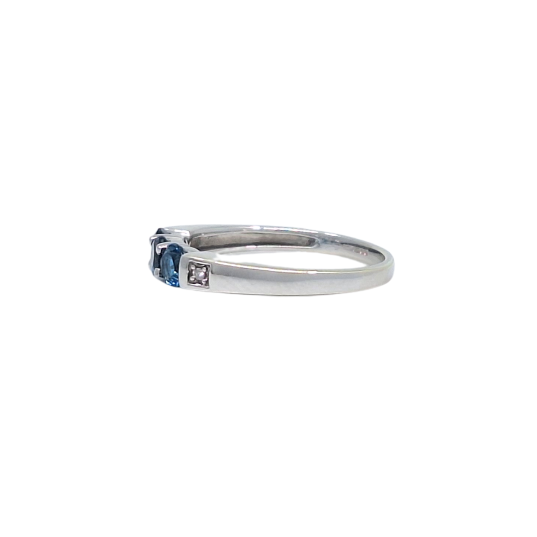 9ct White Gold Blue Topaz & Diamond Ring