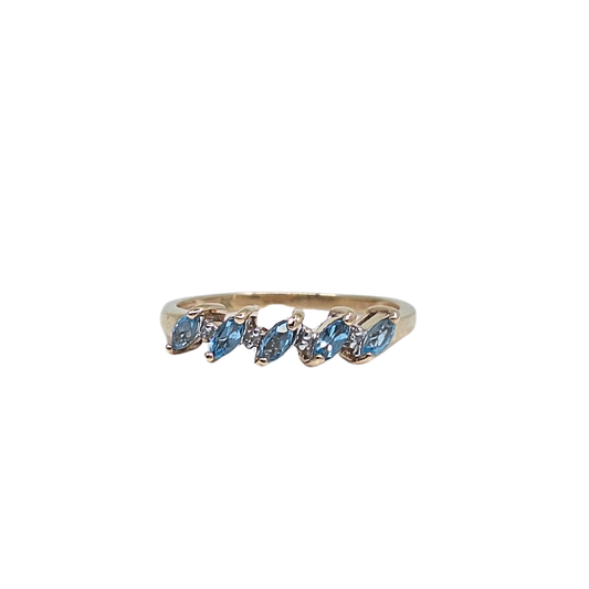 9ct Yellow Gold Blue Topaz Five Stone Ring