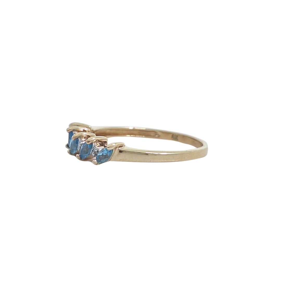 9ct Yellow Gold Blue Topaz Five Stone Ring