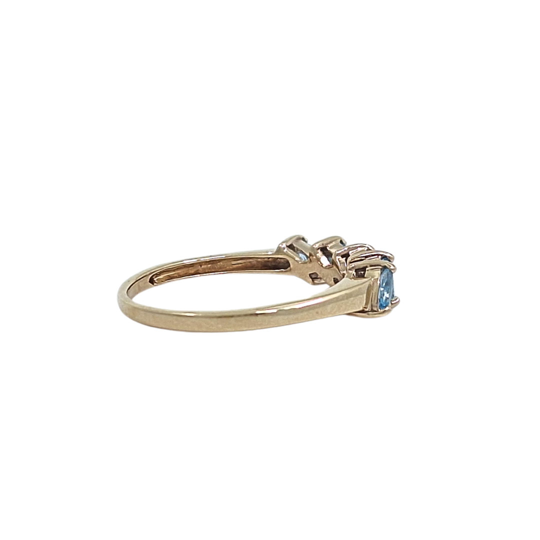 9ct Yellow Gold Blue Topaz Five Stone Ring