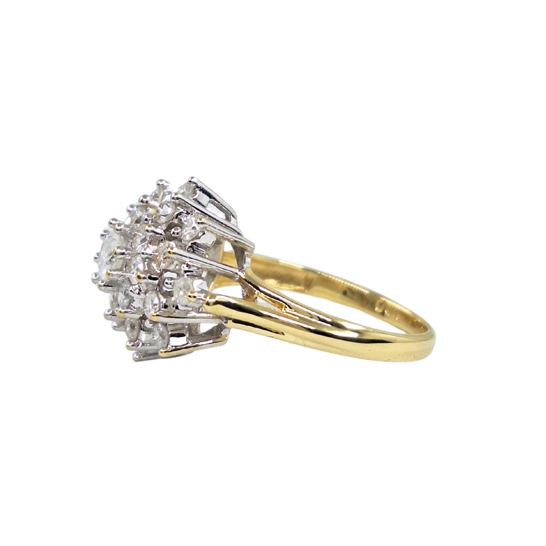 18ct Yellow Gold Diamond Cluster Ring 1ct